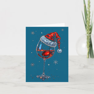 Gl Of Red Wine Santa Hat Christmas 2025 Women Men  Card