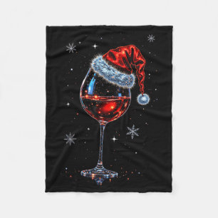 Gl Of Red Wine Santa Hat Christmas 2025 Women Men  Fleece Blanket