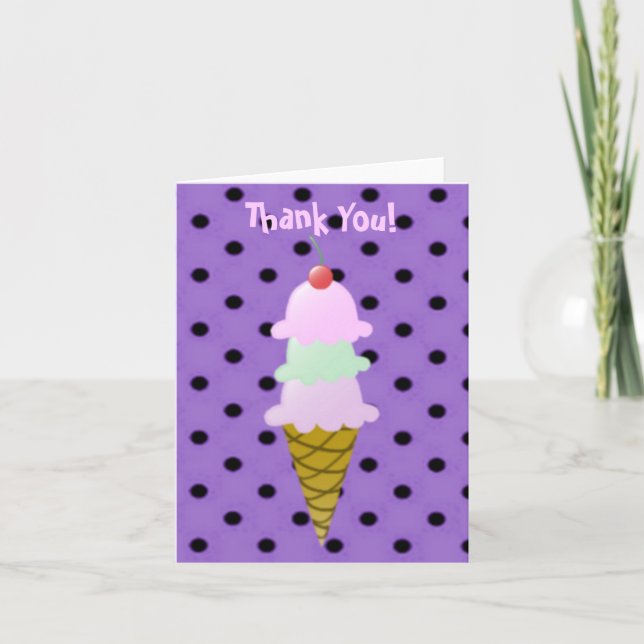 Glace Crème Cone Merci Cartes de notes (Devant)