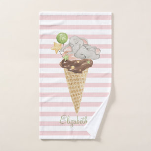 Glace Éléphant Bébé Rayures Roses