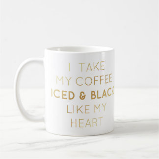 Glacé et noir, tasse des textes d'or