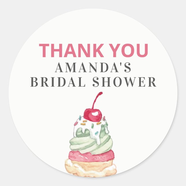 Glace Merci faveur Autocollant rond classique (Devant)