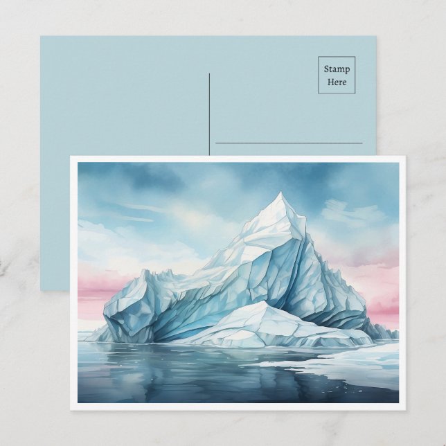 Glacial Beauty, Watercolor Iceberg  Postcard (Front/Back)
