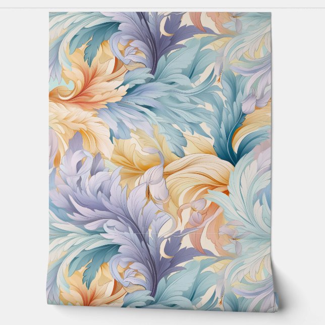 Glacial Flora Symphony Winter Botanical Wallpaper (Unrolling)