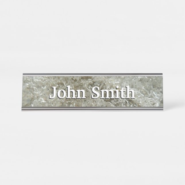 Glacial Ice Abstract Nature Texture Desk Name Plate (Front)
