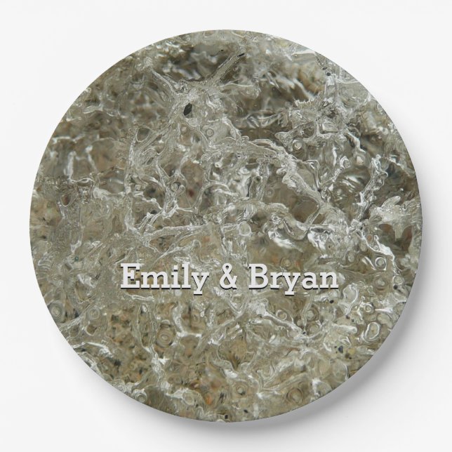 Glacial Ice Abstract Nature Texture Paper Plate (Front)