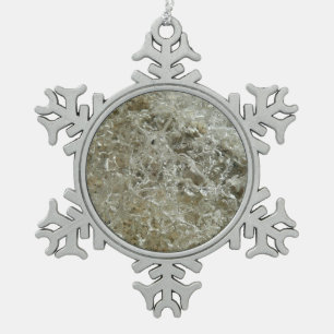Glacial Ice Abstract Nature Texture Snowflake Pewter Christmas Ornament