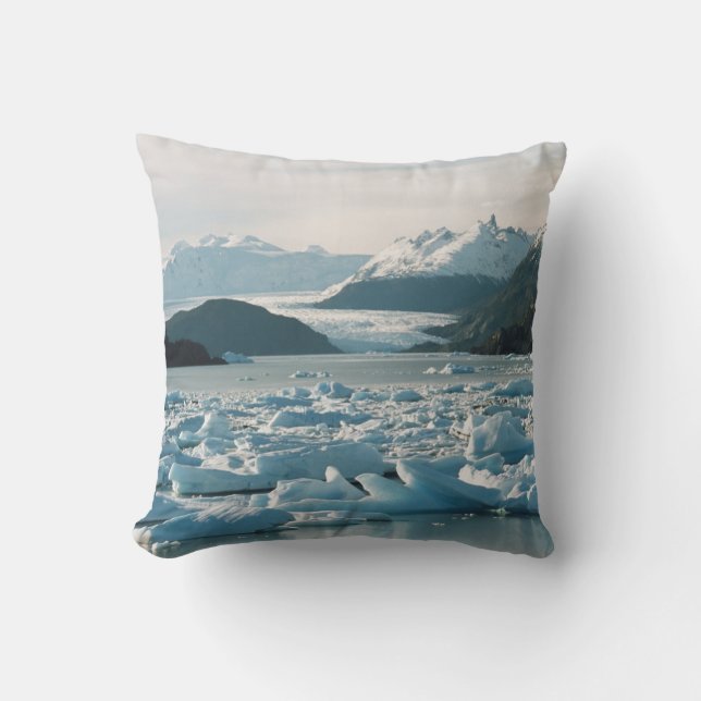 Glacial Icebergs Throw Pillow (Front)
