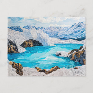 Glacial Mountain Lake in Quilling Style Postcard