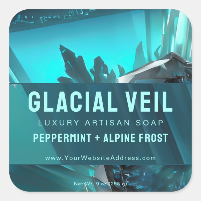 Glacial Turquoise Bleu Artisan Étiquette de produi (Devant)