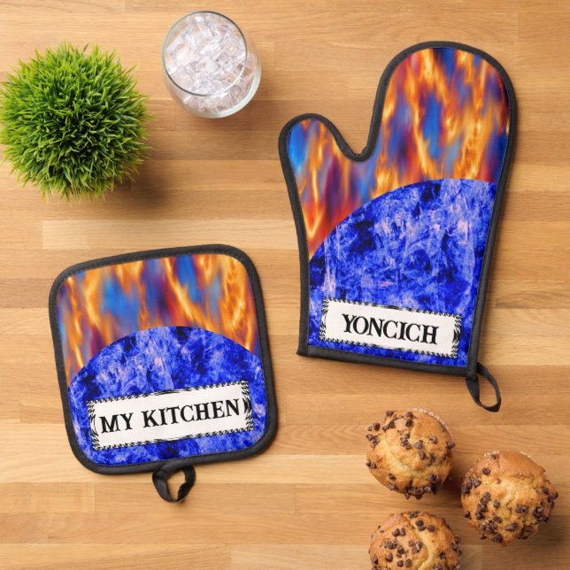 Glaciem et Ignis by Kenneth Yoncich Oven Mitt & Pot Holder Set (Top Down)