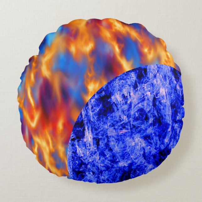 Glaciem et Ignis by Kenneth Yoncich Round Pillow (Front)
