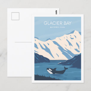 Glacier Bay Alaska USA Travel Place Illustration Postcard