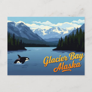 Glacier Bay Alaska Whale Vintage Art Postcard