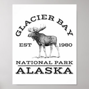 Glacier Bay National Park Alaska Moose Hiking Outd Poster