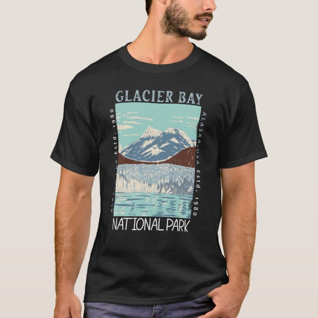 Glacier Bay National Park Alaska Retro Distressed  T-Shirt (Front)