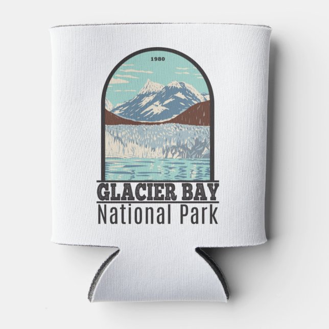 Glacier Bay National Park Alaska Vintage Can Cooler (Front)
