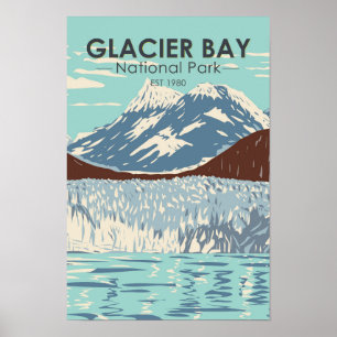 Glacier Bay National Park Alaska Vintage Poster