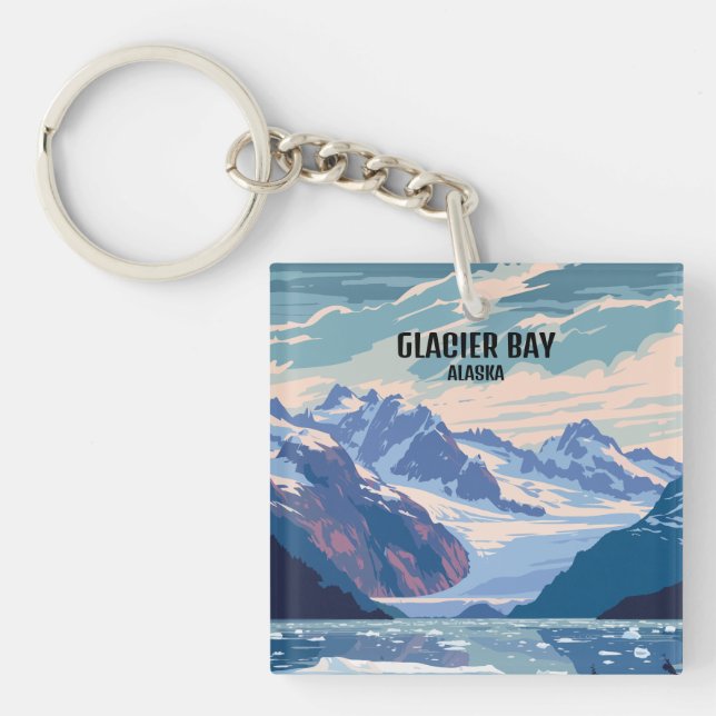 Glacier Bay National Park Alaska Vintage Travel Keychain (Front)