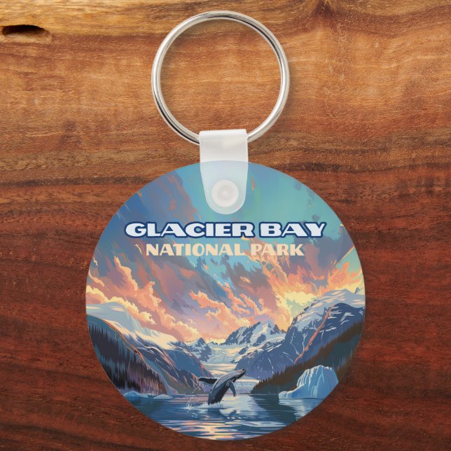 Glacier Bay National Park Alaska Whale Vintage Keychain (Back)