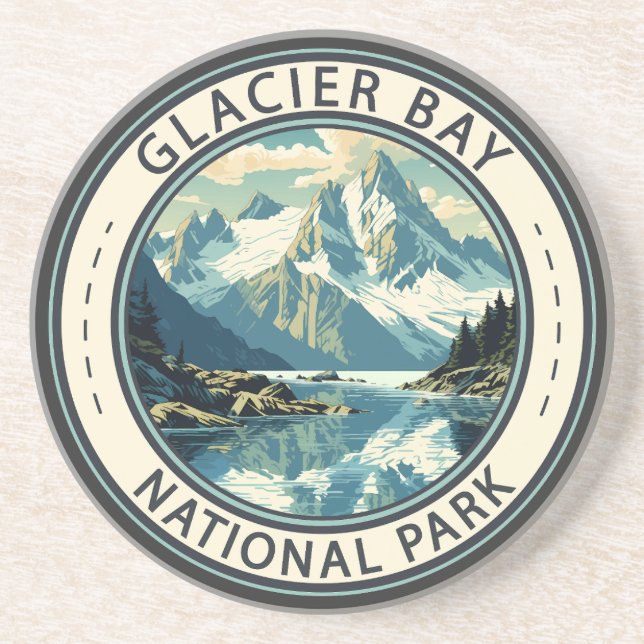Glacier Bay National Park Illustration Travel Art Coaster (Front)