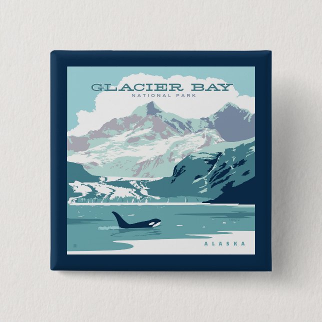 Glacier Bay National Park | Orca 2 Inch Square Button (Front)