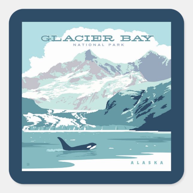 Glacier Bay National Park | Orca Square Sticker (Front)