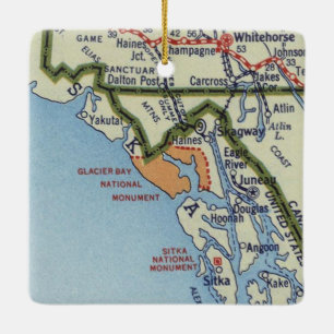 Glacier Bay Vintage Map Ceramic Ornament