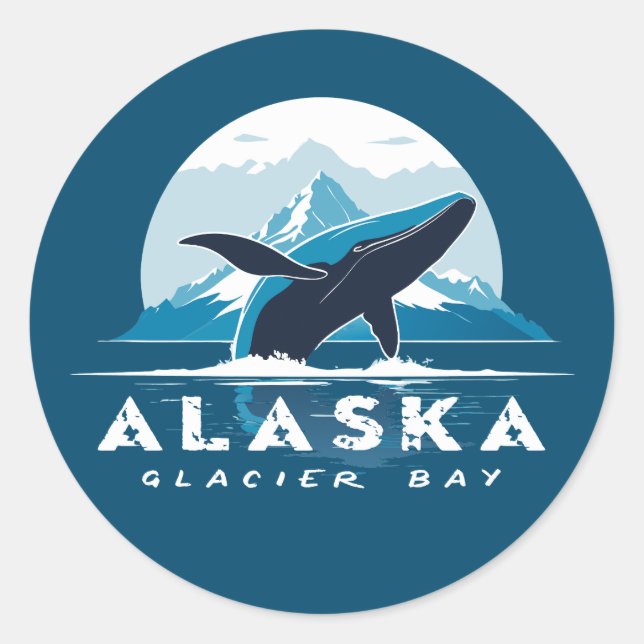 Glacier Bay Whale - Alaska Classic Round Sticker (Front)