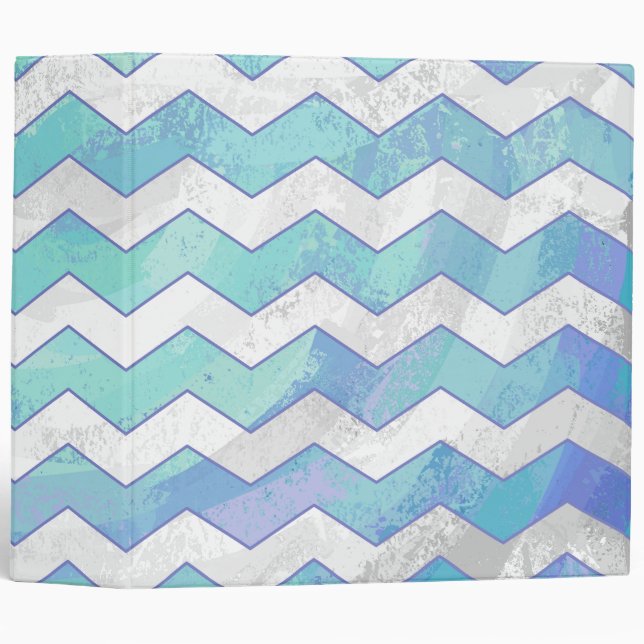 Glacier Blue Chevron Pattern Binder (Front/Spine)