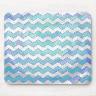 Glacier Blue Chevron Pattern Mouse Pad