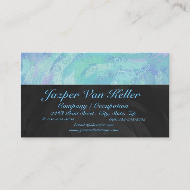 Glacier Blue Monogram Front and Back Business Card (Front)