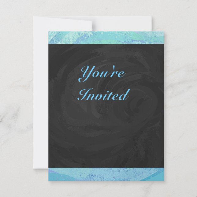 Glacier Blue Monogram Invitation (Front)