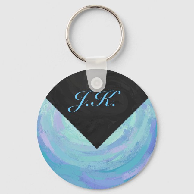 Glacier Blue Monogram Keychain (Front)