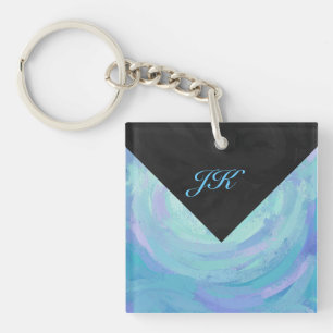 Glacier Blue Monogram Keychain