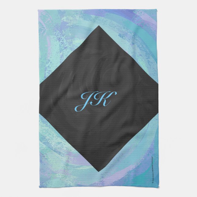 Glacier Blue Monogram Kitchen Towel (Vertical)