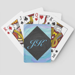 Glacier Blue Monogram Playing Cards