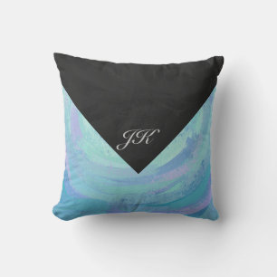 Glacier Blue Monogram Throw Pillow
