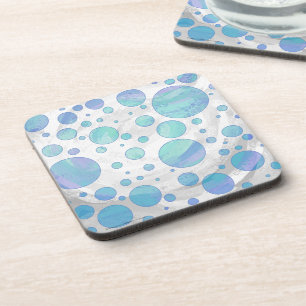Glacier Blue Polka Dot Pattern Coaster
