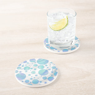 Glacier Blue Polka Dot Pattern Coaster