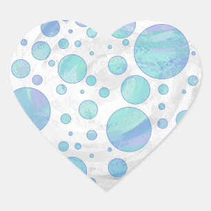 Glacier Blue Polka Dot Pattern Heart Sticker