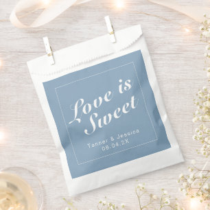 Glacier Blue & White Modern Minimalist Wedding Favour Bag