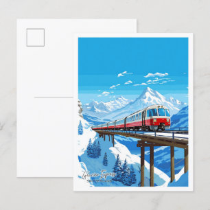 Glacier Express Switzerland Travel illustration Postcard