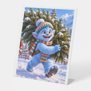 Glacier Grinch & Christmas Tree Holiday Pedestal S Sign
