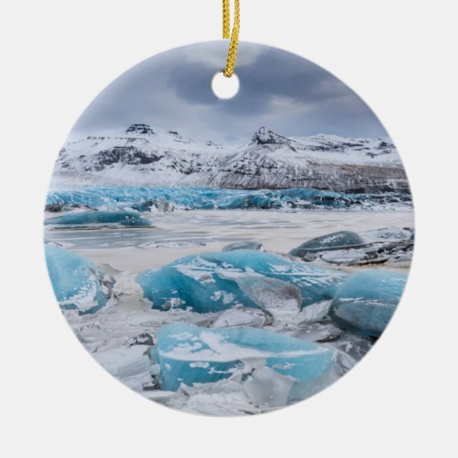 Glacier Ice landscape, Iceland Ceramic Ornament (Front)
