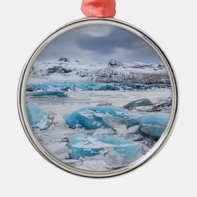Glacier Ice landscape, Iceland Metal Ornament (Front)