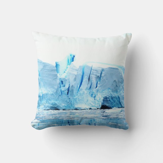 Glacier in Antarctica Throw Pillow (Front)