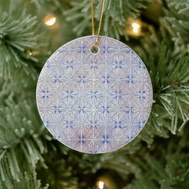 Glacier Lace — Delicate Snowflake Pattern Ceramic Ornament (Tree)