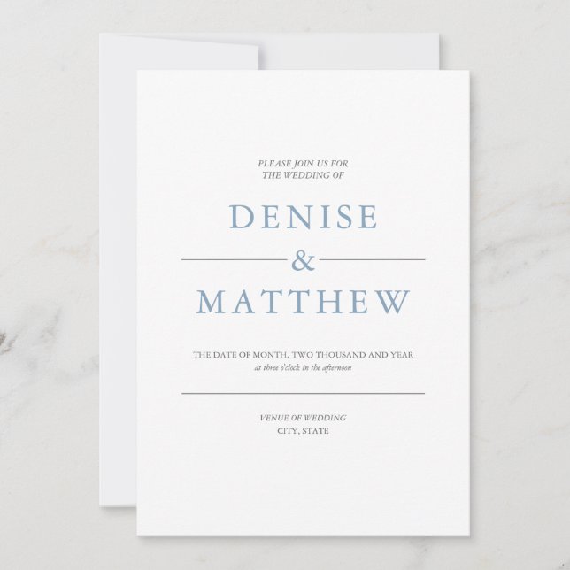 Glacier Lake Coloured Wedding Invitation (Front)