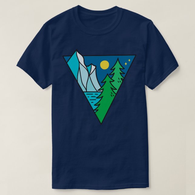 Glacier Lake Moonlight Doodle T-Shirt (Design Front)